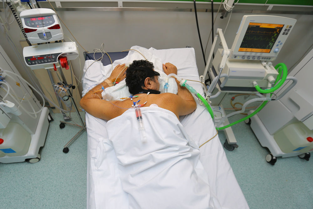 man in hospital on the bed